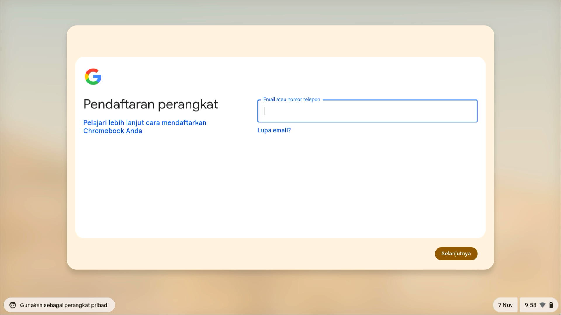 Enrollment CEU - Pendaftaran perusahaan - Email atau nomor telepon