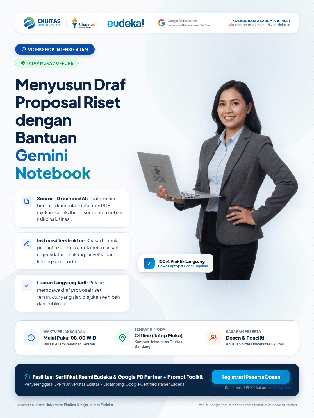Pelatihan Gemini Notebook di Universitas Ekuitas: Akselerasi Proposal Riset Berbasis Sumber 2 Poster Workshop Gemini Notebook Universitas Ekuitas